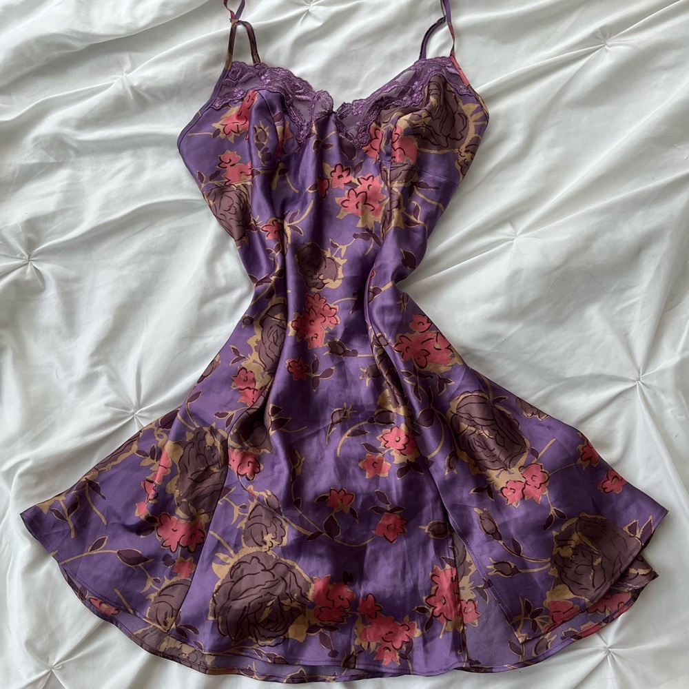 Floral Purple and Pink Slip Dress